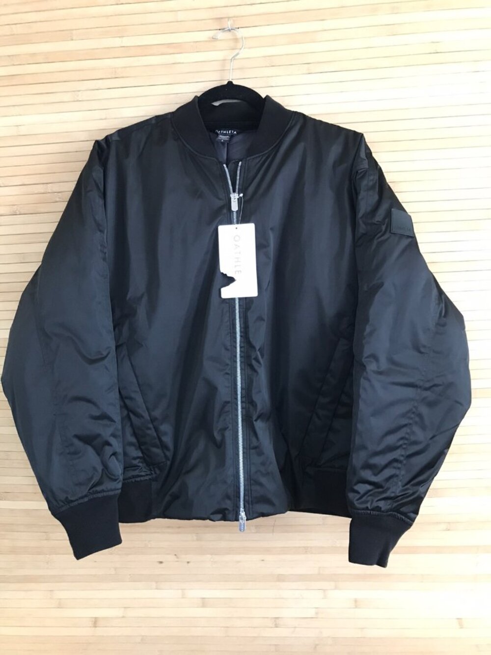NWT Athleta Sateen bomber black jacket sz L Large - Picture 2 of 6